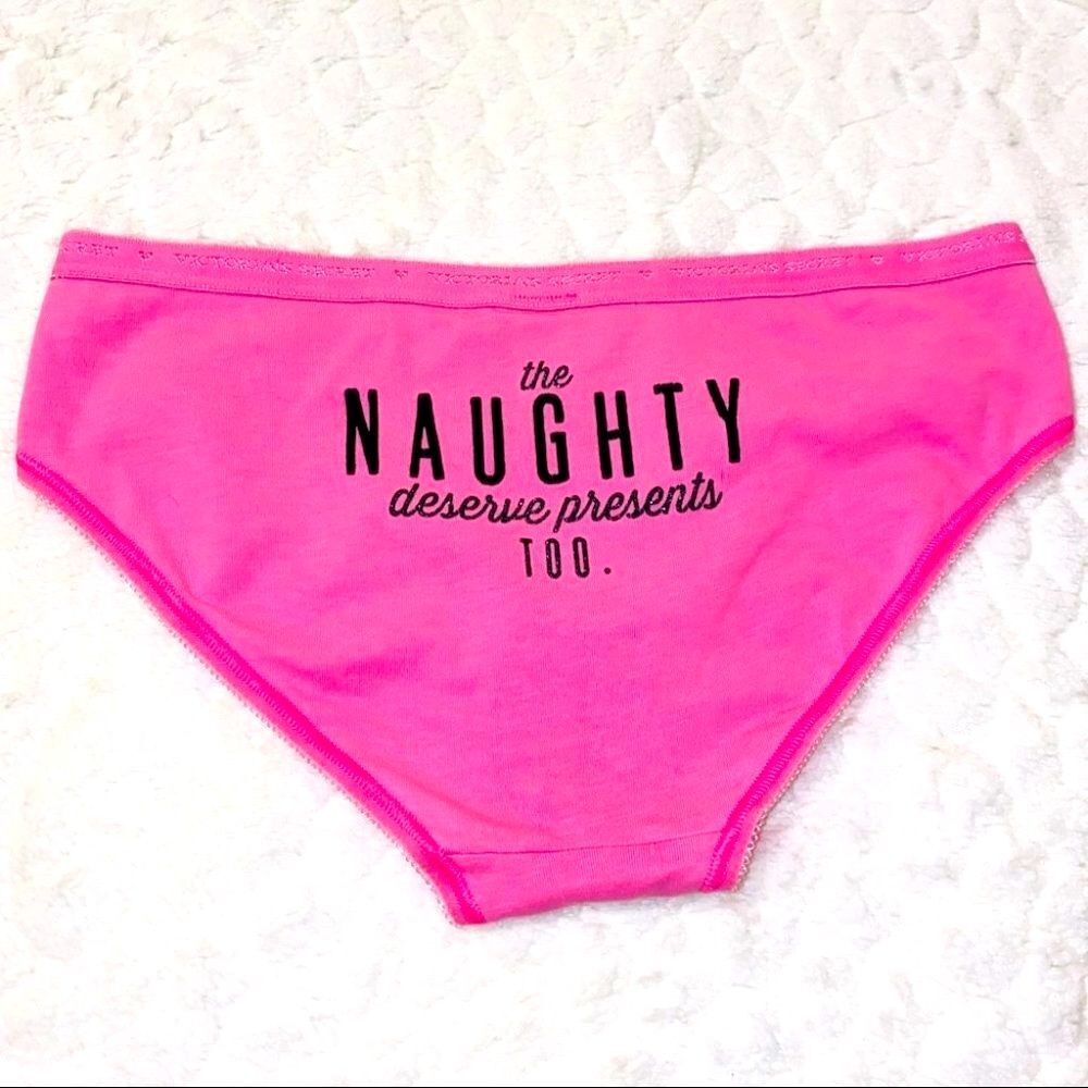 Very Sexy Panty Bikini S Pink Holiday Christmas “Naughty Deserve Presents Too”